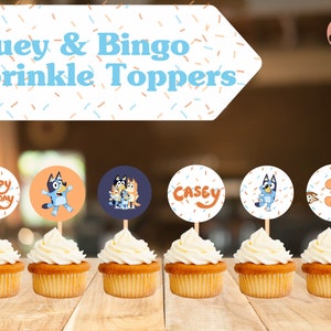 Bluey and Bingo Sprinkle Cupcake Toppers | Bluey Birthday Party | Party Decorations | Party Supplies | Bluey Birthday