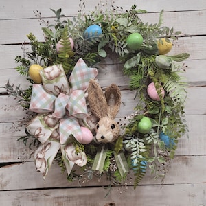Easter Bunny Head Wreath: Colorful Egg Spring Decor