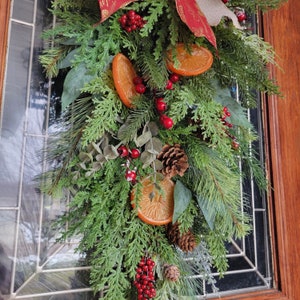 Mixed Evergreen Swag/wreath with dried Orange slices, Winter Decor, Holiday Decor,Rustic Holiday Decor