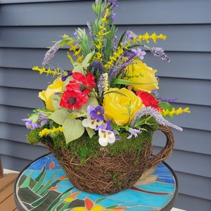 Watering can floral centerpiece,  porch centerpiece,  everyday decor