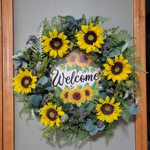 Sunflower Wreath, Spring Wreath,  Summer Wreath,  Welcome Wreath for Front Door