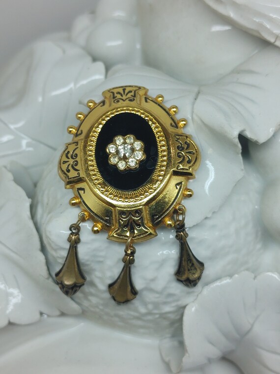 Charming Gold Filled Victorian Dangle Pin Brooch - image 1