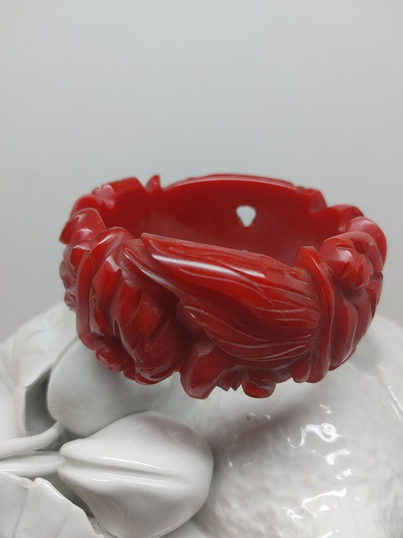 Extremely Rare Red Carved Bakelite Halloween Witch