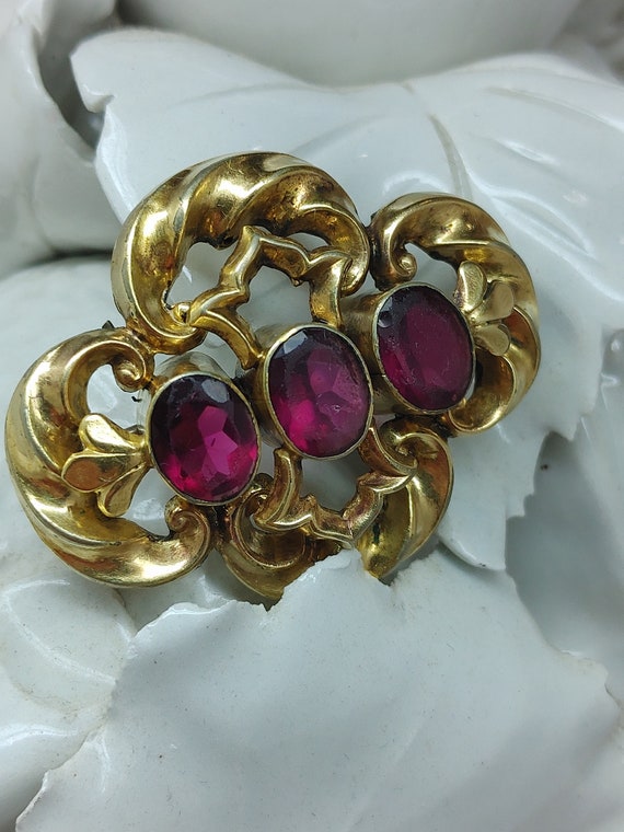 Antique Victorian Gold Pin With Purple Stones