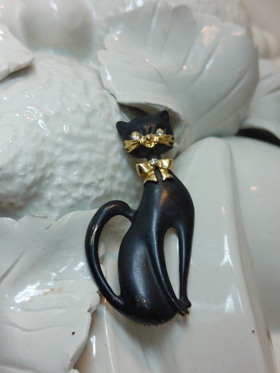 Cute Vintage Black Cat Pin Brooch