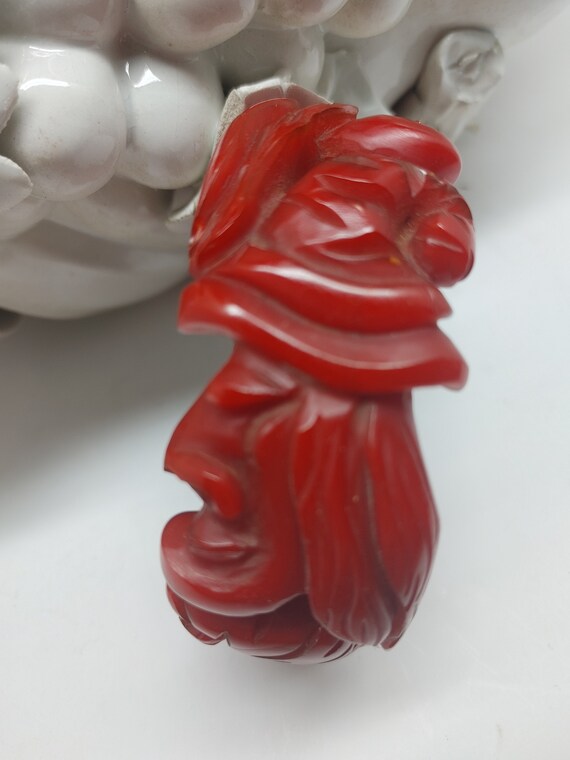 Extremely Rare Red Carved Bakelite Halloween Witc… - image 2