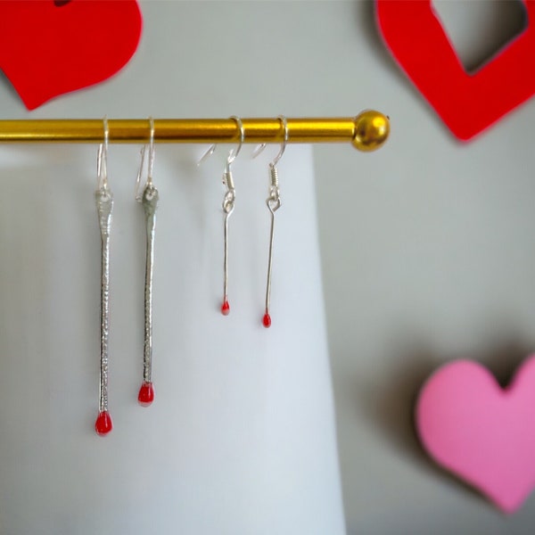 Match Made in Heaven Micro Mini Matchstick Earrings, Valentine’s Day Gift for Her, Resin Jewelry, Perfect Match, Statement Earrings, Quirky