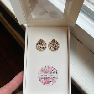 Circle Ear Jacket Earrings, Resin Earrings with Real Flowers, Front Back Earrings, Artsy One of a Kind Gift, Earrings Jackets image 10