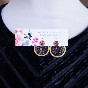 Circle Ear Jacket Earrings, Resin Earrings with Real Flowers, Front Back Earrings, Artsy One of a Kind Gift, Earrings Jackets image 4