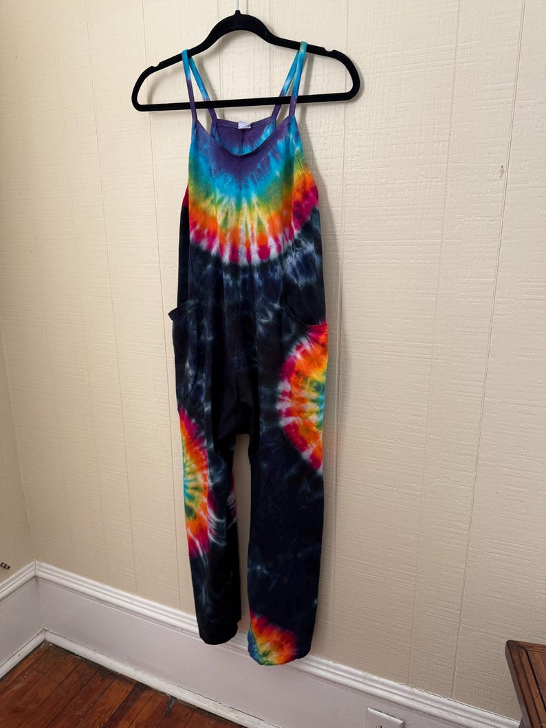 Chill Vibes Tie Dye Romper, Summer Festival Tie Dye Jumpsuit, Concert Outfit, Boho Tie-Dye Hippe Clothes image 5