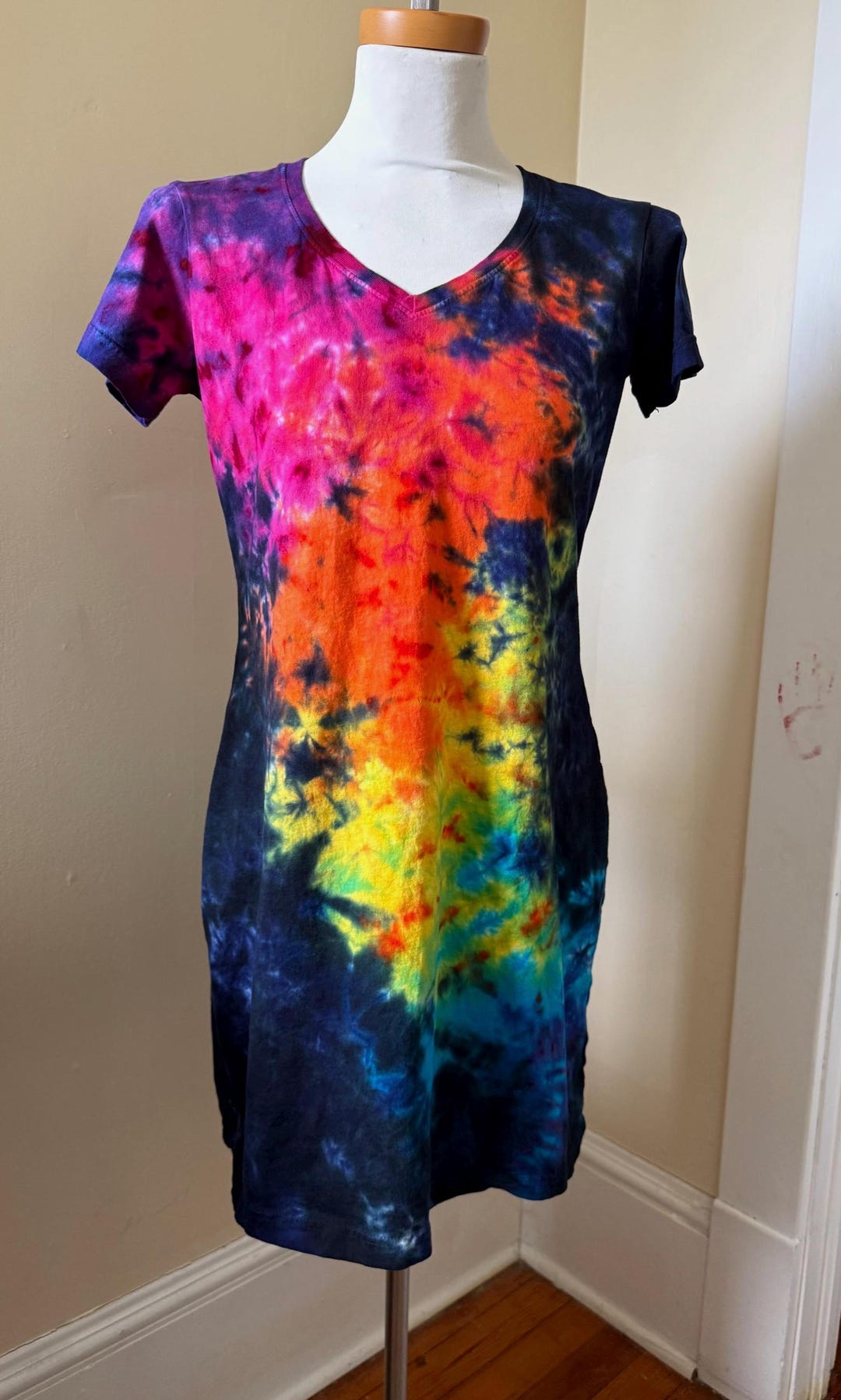 rainbow tie dye t shirt dress Rainbow Tie-Dye Maxi Dress
