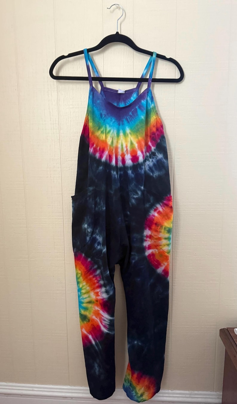 Chill Vibes Tie Dye Romper, Summer Festival Tie Dye Jumpsuit, Concert Outfit, Boho Tie-Dye Hippe Clothes image 2