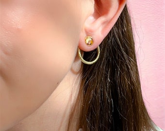Gold or Silver Circle Ear Jacket Earrings