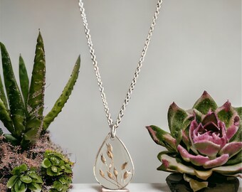 Collier pendentif nature de fleurs séchées, bijoux pendentif faits à la main, collier cadeau de la Saint-Valentin, pendentif en résine et fleur, collier unique en son genre