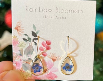 Something Blue Forget Me Not earrings, Resin Earrings, Purple Blue Wedding, Floral earrings, Sensitive Ears, Gift after Loss, Resin Jewelry