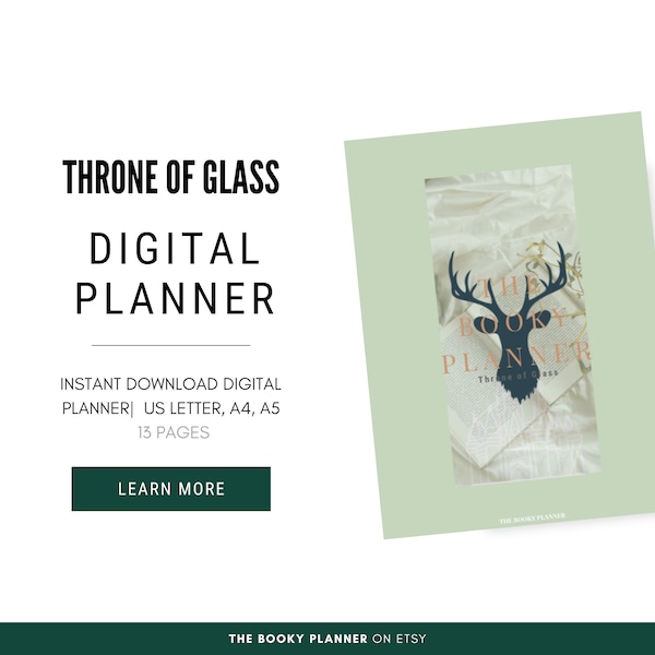 THRONE OF GLASS, digital planner Goodnotes compatible 3 sizes available us letter a4 a5