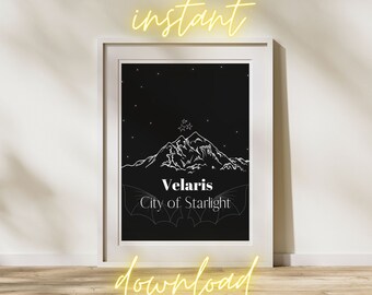 Stad Stalight, Velaris Print | ACOTAR Printable Art, Digitale download, Bookish quotes, Sarah J Maas Quote, Poster