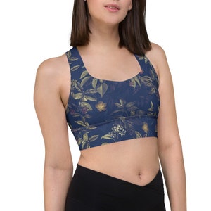 Dark Floral Longline sports bra