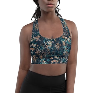 Royal Floral Longline Sports Bra