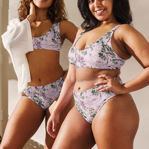 Bikini de talle alto rosa primavera