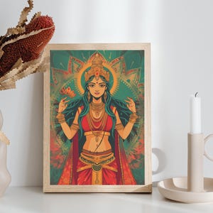 Lakshmi, Hindu Goddess of Wealth, Propserity and well being, Printable artwork, Digital download