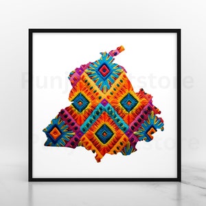 Punjab map print, Punjabi wall art, Punjabi room decor, Sikh art, Sikh wall art, Sikhi print, punjab print
