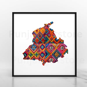 Punjab map print, Punjabi wall art, Punjabi room decor, Sikh art, Sikh wall art, Sikhi print, punjab print
