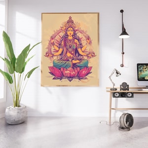 Lakshmi, Hindu Goddess of Wealth, Propserity and well being, Printable artwork, Digital download