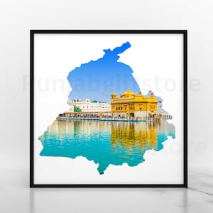 Golden temple wall art, Golden temple download print, punjab print, punjab wall art, punjab map, Punjabi wall art, punjab art
