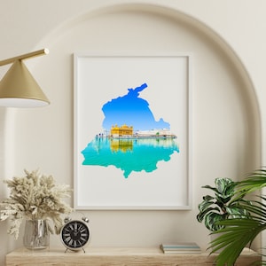 Golden temple wall art, Golden temple download print, punjab print, punjab wall art, punjab map, Punjabi wall art, punjab art