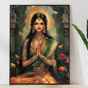Lakshmi, Hindu Goddess of Wealth, Propserity and well being, Printable artwork, Digital download
