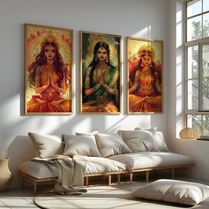 Set of 3 Lakshmi posters | Digital print | Lakshmi poster | Goddess Lakshmi print | Hindu Goddess of Wealth and Prosperity |  Spiritual