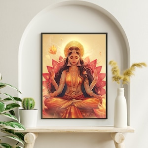 Mata Lakshmi vintage poster |Traditional Digital print |Mata Lakshmi poster | Goddess Lakshmi print | Hindu Goddess of Wealth and Prosperity