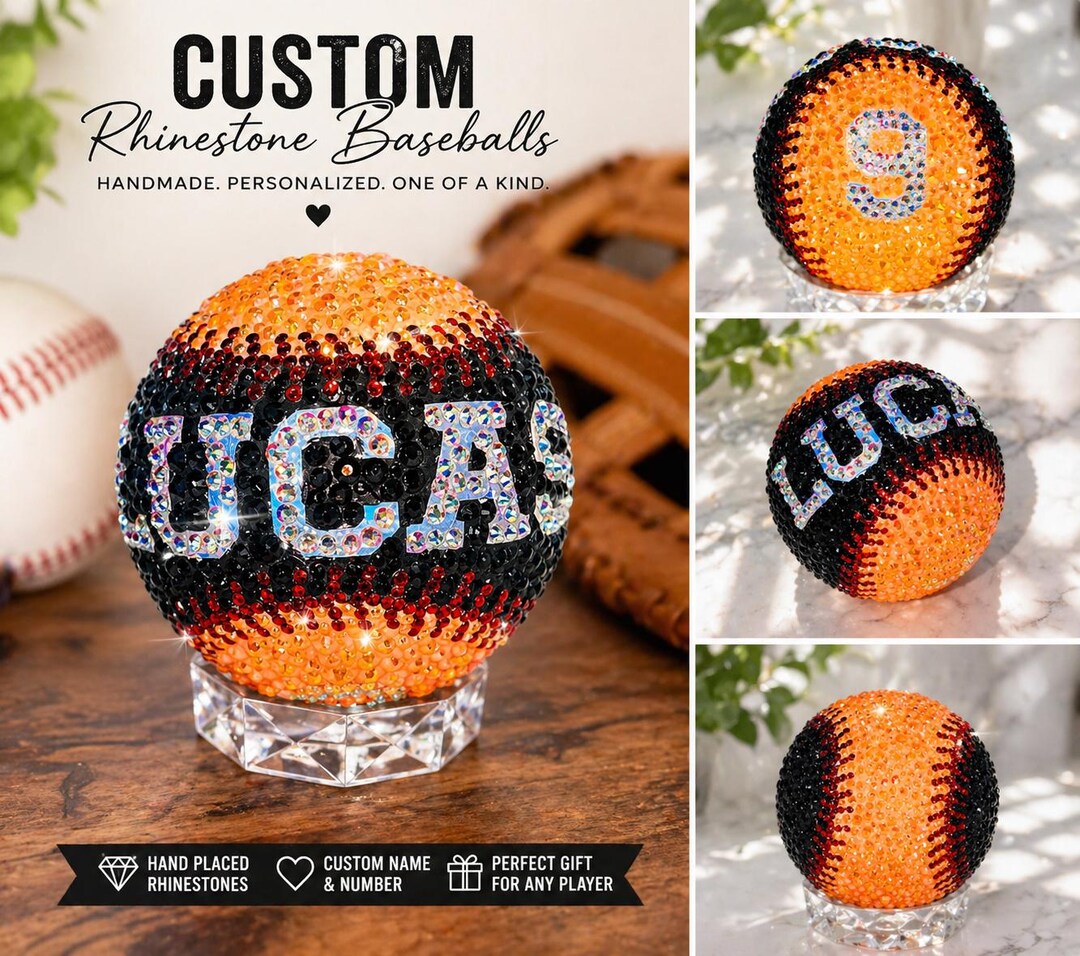 Personalized Rhinestone Baseball! Custom Name & Number | Bling Baseball ...