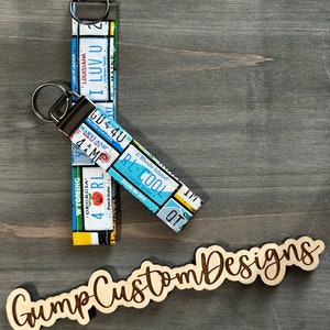 License Plate Keychain Wristlet Set
