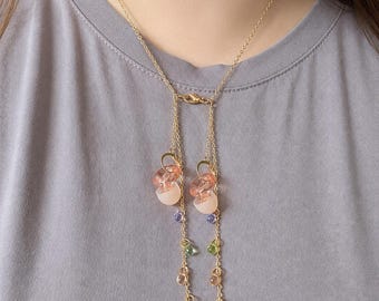 Collar con soporte para tapones para los oídos, joyería de acero inoxidable dorado, collar para guardar tapones para los oídos, cuentas de vidrio checo, regalo Fairycore para mujer