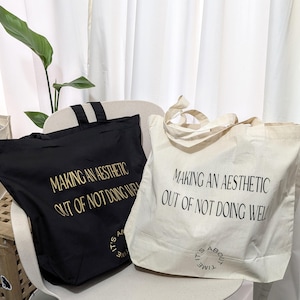 The 1975 Inspired Tote Bag: Minimalist Casual, Lyric Design