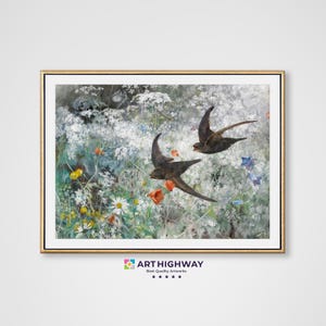 Vintage Swifts Painting | Bruno Liljefors | Nature Digital Download | Birds Wall Art | Garden Birds