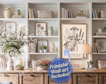 Cottagecore Botanical Home Office Zoom Background & Wall Art (Digital Download)