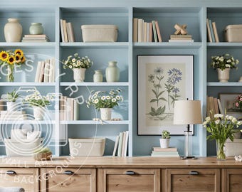 Summer home office background for Zoom meetings, Virtual backdrop, Digital Download