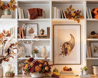 Autumn Zoom background, Virtual home office backdrop, Professional background Teams, office for telecommuters