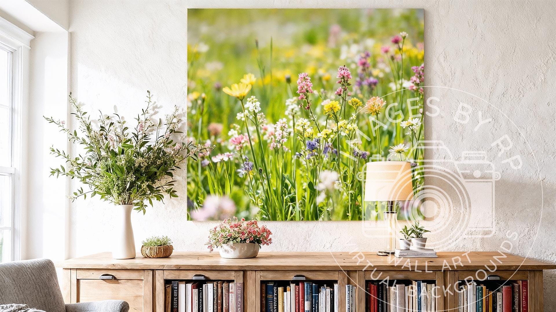 Spring Tree Zoom Background Spring Home Office Background for Zoom Meetings, Virtual Bookcase ...