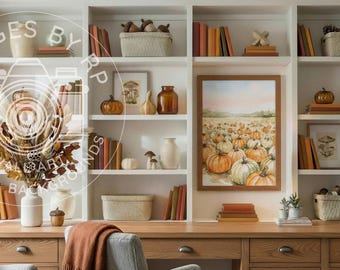 Autumn Zoom background, Virtual home office backdrop, Professional background Teams, Fall Digital Download