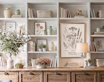 Cottagecore Botanical Home Office Zoom Background & Wall Art (Digital Download)