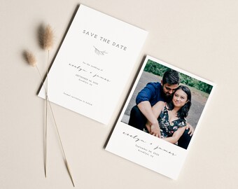 Minimalist Save the Date Invitation | Printable Save the Date Template | Modern Wedding Invite | Modern Save the Date Card | Evelyn