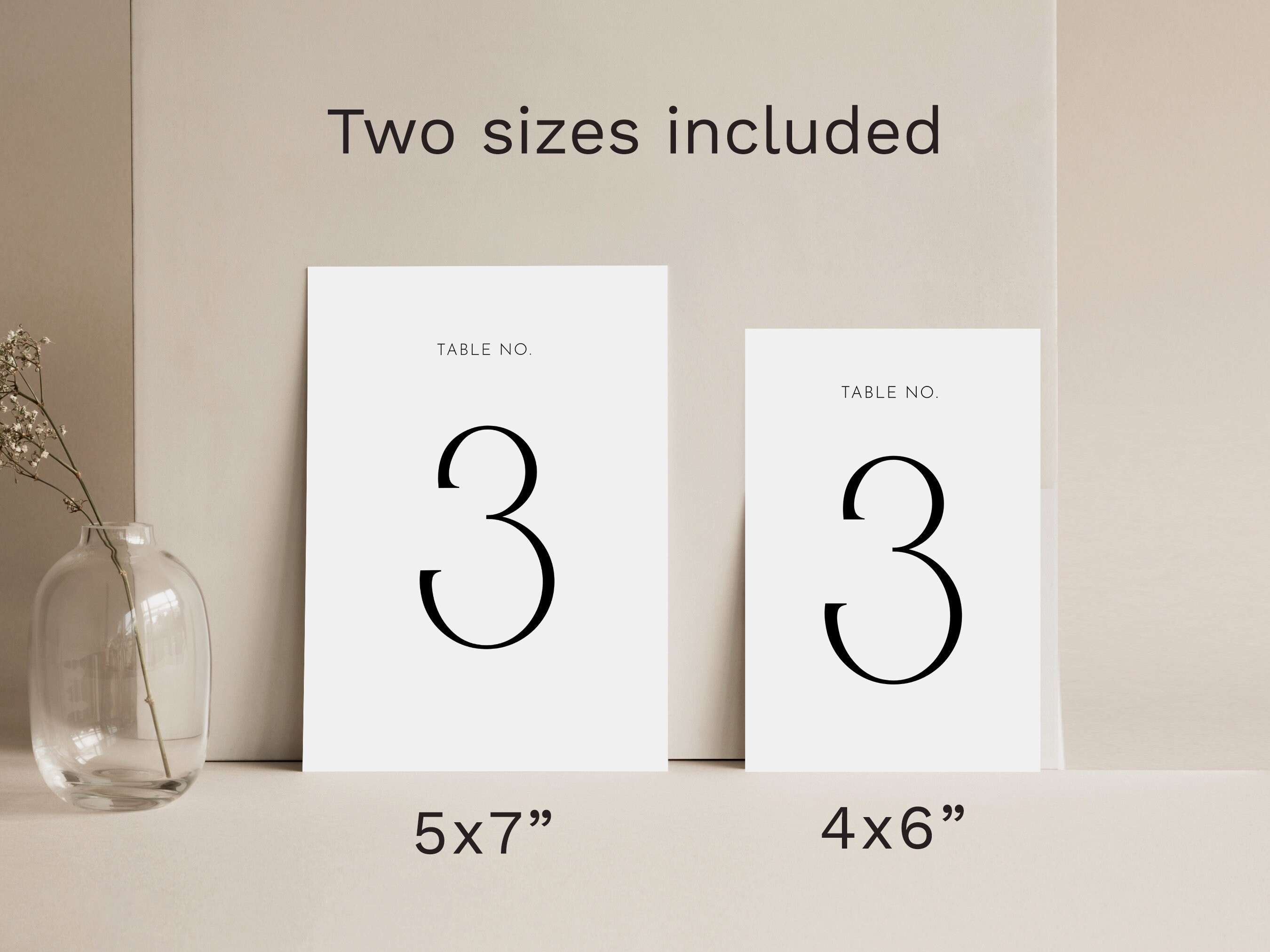 Minimalist Table Numbers 4x6 and 5x7 Printable Wedding Table Number ...