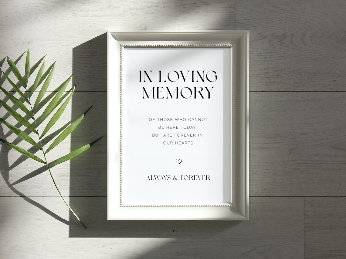 Minimalist Memory Sign Printable Wedding Memorial Sign Modern Wedding ...