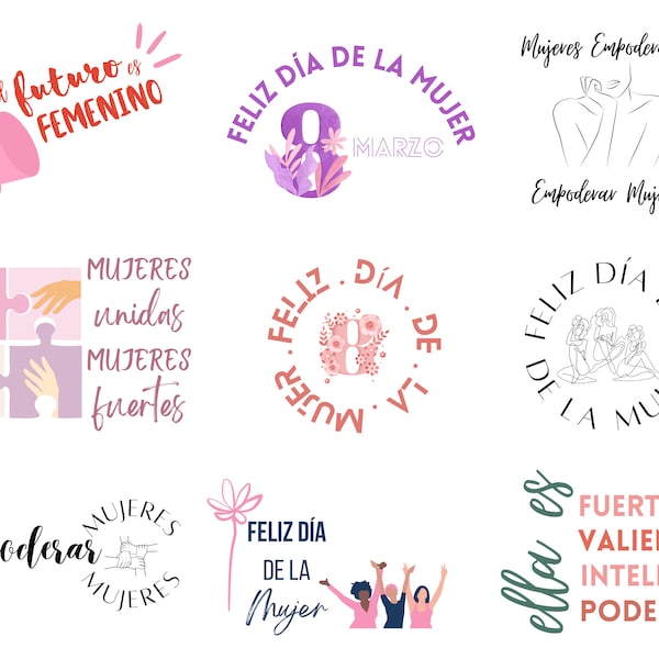 International Women's Day svg, Feliz día internacional de la mujer svg, Women's power svg, Empowered women svg, Spanish Women's Day