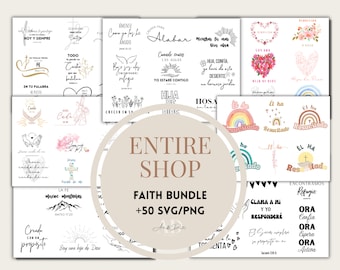Religious Spanish SVG Bundle: Bible Verse Christian Designs (+50 Files)