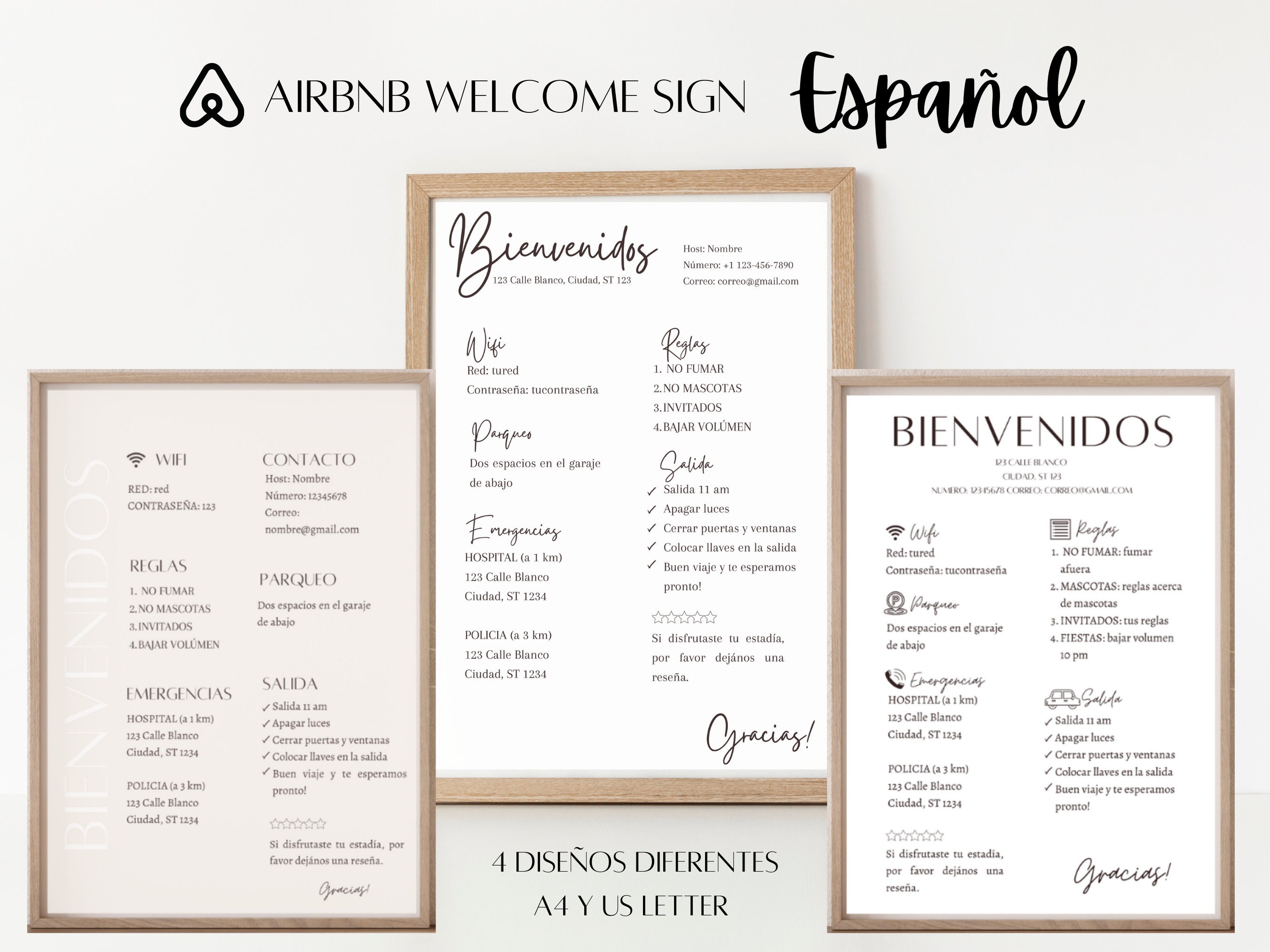 Spanish Airbnb Sign Template, Airbnb Bundle, Vacation Rental